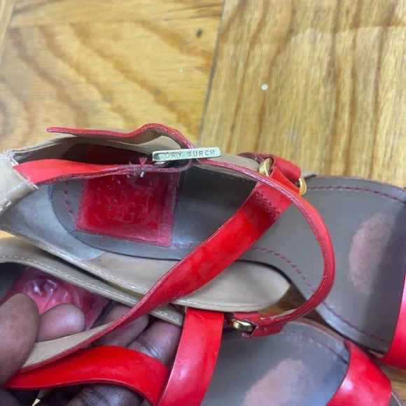 Tory Burch Red Strappy Heels - Picture 2 of 9